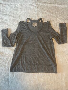 Chaser Charcoal Cold-Shoulder Knit Top